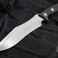 Microtech Arbiter Fixed Blade- Black Handle- Apocalyptic Full Serrated Blade 104-12 AP
