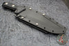 Microtech Arbiter Fixed Blade- Black Handle- Stonewash Full Serrated Blade 104-12