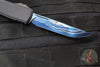 Microtech Ultratech ZBP Zero Blade Play OTF Knife- Clip Point- Black Handle- Baker Forge Blued Icestorm Damascus Blade 1121-16 MS2