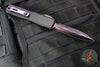 Microtech Ultratech ZBP Zero Blade Play OTF Knife- Double Edge- Black Handle- Baker Forge Blued Icestorm Damascus Blade- Purple Clip 1122-16 MS3