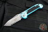 Microtech LUDT OTS Knife- Gen III- Tanto Edge- Turquoise Handle- Stonewash Full Serrated Blade 1136-12 TQ
