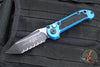 Microtech LUDT OTS Knife- Blue Handle- Black Full Serrated Blade 1136-3 BL