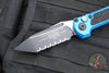 Microtech LUDT OTS Knife- Blue Handle- Black Full Serrated Blade 1136-3 BL