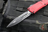 Microtech Combat Troodon Gen III OTF Knife- Double Edge- Red Handle- Black Part Serrated Edge Blade 1142-2 RD Gen III