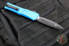 Microtech Combat Troodon Gen III OTF Knife- Double Edge- Blue Handle- Black Full Serrated Edge Blade 1142-3 BL Gen III