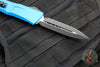 Microtech Combat Troodon Gen III OTF Knife- Double Edge- Blue Handle- Black Full Serrated Edge Blade 1142-3 BL Gen III