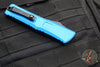 Microtech Combat Troodon Gen III OTF Knife- Double Edge- Blue Handle- Black Full Serrated Edge Blade 1142-3 BL Gen III