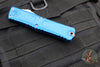 Microtech Combat Troodon Gen III OTF Knife- Single Edge- Blue Handle- Stonewash Blade 1143-10 BL Gen III