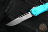Microtech Combat Troodon Gen III OTF Knife- Single Edge- Turquoise Handle- Stonewash Part Serrated Blade 1143-11 TQ Gen III