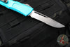 Microtech Combat Troodon Gen III OTF Knife- Single Edge- Turquoise Handle- Stonewash Part Serrated Blade 1143-11 TQ Gen III