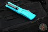 Microtech Combat Troodon Gen III OTF Knife- Single Edge- Turquoise Handle- Stonewash Part Serrated Blade 1143-11 TQ Gen III