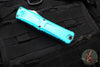 Microtech Combat Troodon Gen III OTF Knife- Single Edge- Turquoise Handle- Stonewash Part Serrated Blade 1143-11 TQ Gen III