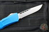 Microtech Combat Troodon Gen III OTF Knife- Single Edge- Blue Handle- Stonewash Part Serrated Blade 1143-11 BL Gen III