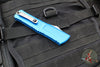 Microtech Combat Troodon Gen III OTF Knife- Single Edge- Blue Handle- Stonewash Part Serrated Blade 1143-11 BL Gen III