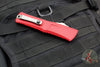 Microtech Combat Troodon Gen III OTF Knife- Single Edge- Red Handle- Stonewash Part Serrated Blade 1143-11 RD Gen III 2024