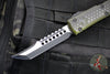 Microtech Ultratech OTF Knife- Hellhound Edge- Hex Pattern Weathered OD Green Handle- Distressed Black Blade 119-1 HXWODS