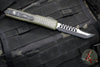 Microtech Ultratech OTF Knife- Hellhound Edge- Hex Pattern Weathered OD Green Handle- Distressed Black Blade 119-1 HXWODS