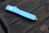 Microtech Ultratech OTF Knife- Single Edge- Blue Handle- Apocalyptic Part Serrated Blade 121-11 APBL