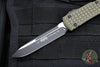 Microtech Ultratech OTF Knife- Single Edge- Frag Pattern OD Green G-10 Top- Black Plain Edge Blade 121-1 FRGTODS