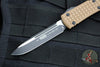 Microtech Ultratech OTF Knife- Single Edge- Frag Pattern Tan G-10 Top- Black Plain Edge Blade 121-1 FRGTTAS