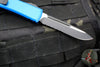 Microtech Ultratech OTF Knife- Single Edge- Blue Handle- Black Part Serrated Blade 121-2 BL