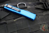 Microtech Ultratech OTF Knife- Single Edge- Blue Handle- Black Part Serrated Blade 121-2 BL