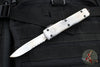 Microtech Sand Trooper Ultratech OTF Knife- Single Edge- Distressed White Handle- Distressed White Part Serrated Edge Blade 121-2 SAD