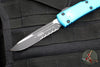 Microtech Ultratech OTF Knife- Single Edge- Turquoise Handle- Part Serrated Blade 121-2 TQ