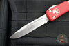 Microtech Ultratech OTF Knife- Single Edge- Red Handle- Satin Part Serrated Blade 121-5 RD