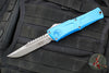 Microtech Combat Troodon Gen III OTF Knife- Interceptor Edge- Blue Handle- Apocalyptic Part Serrated Blade 1217-11 APBLS