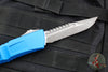 Microtech Combat Troodon Gen III OTF Knife- Interceptor Edge- Blue Handle- Apocalyptic Part Serrated Blade 1217-11 APBLS