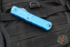 Microtech Combat Troodon Gen III OTF Knife- Interceptor Edge- Blue Handle- Apocalyptic Part Serrated Blade 1217-11 APBLS