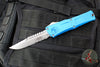 Microtech Combat Troodon Gen III OTF Knife- Interceptor Edge- Blue Handle- Stonewash Part Serrated Blade 1217-11 BLS