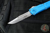 Microtech Combat Troodon Gen III OTF Knife- Interceptor Edge- Blue Handle- Stonewash Part Serrated Blade 1217-11 BLS
