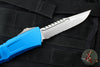 Microtech Combat Troodon Gen III OTF Knife- Interceptor Edge- Blue Handle- Stonewash Part Serrated Blade 1217-11 BLS