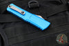 Microtech Combat Troodon Gen III OTF Knife- Interceptor Edge- Blue Handle- Stonewash Part Serrated Blade 1217-11 BLS