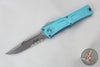 Microtech Combat Troodon Gen III OTF Knife- Interceptor Edge- Turquoise Handle- Stonewash Part Serrated Blade 1217-11 TQS