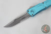 Microtech Combat Troodon Gen III OTF Knife- Interceptor Edge- Turquoise Handle- Stonewash Part Serrated Blade 1217-11 TQS