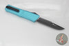 Microtech Combat Troodon Gen III OTF Knife- Interceptor Edge- Turquoise Handle- Black Blade 1217-1 TQS
