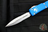 Microtech Ultratech OTF Knife- Double Edge- Blue with Stonewash Part Serrated Blade 122-11 BL