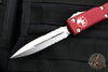 Microtech Ultratech OTF Knife- Double Edge- Merlot Red with Stonewash Part Serrated Blade 122-11 MR