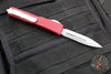 Microtech Ultratech OTF Knife- Double Edge- Merlot Red with Stonewash Part Serrated Blade 122-11 MR