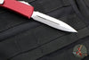 Microtech Ultratech OTF Knife- Double Edge- Merlot Red with Stonewash Part Serrated Blade 122-11 MR