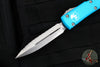 Microtech Ultratech OTF Knife- Double Edge- Turquoise Handle- Stonewash Full Serrated Blade 122-12 TQ