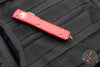 Microtech Ultratech OTF Knife- Double Edge- Red Handle- Bronzed Apocalyptic Part Serrated Blade and Hardware 122-14 APRD