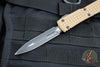 Microtech Ultratech OTF Knife- Double Edge- Frag Pattern Tan G-10 Top- Black Plain Edge Blade 122-1 FRGTTAS