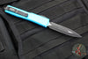 Microtech Ultratech OTF Knife- Double Edge- Turquoise Handle- Black Part Serrated Blade 122-2 TQ