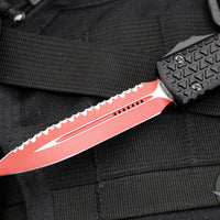 Microtech Sith Lord Ultratech OTF Knife- Double Edge- Black Tri-Grip Handle- Red Full Serrated Blade 122-3 SL