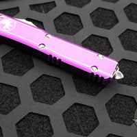 Microtech Ultratech OTF Knife- Double Edge- Distressed Violet Handle- Apocalyptic Double Full Serrated Blade 122-D12 DVI