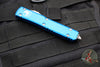 Microtech Ultratech OTF Knife- Tanto Edge- Blue Handle- Apocalyptic Full Serrated Blade 123-12 APBL